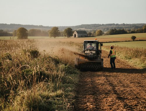 Profesionálne mulčovanie zanedbaného pozemku a likvidácia náletových drevín na Orave.